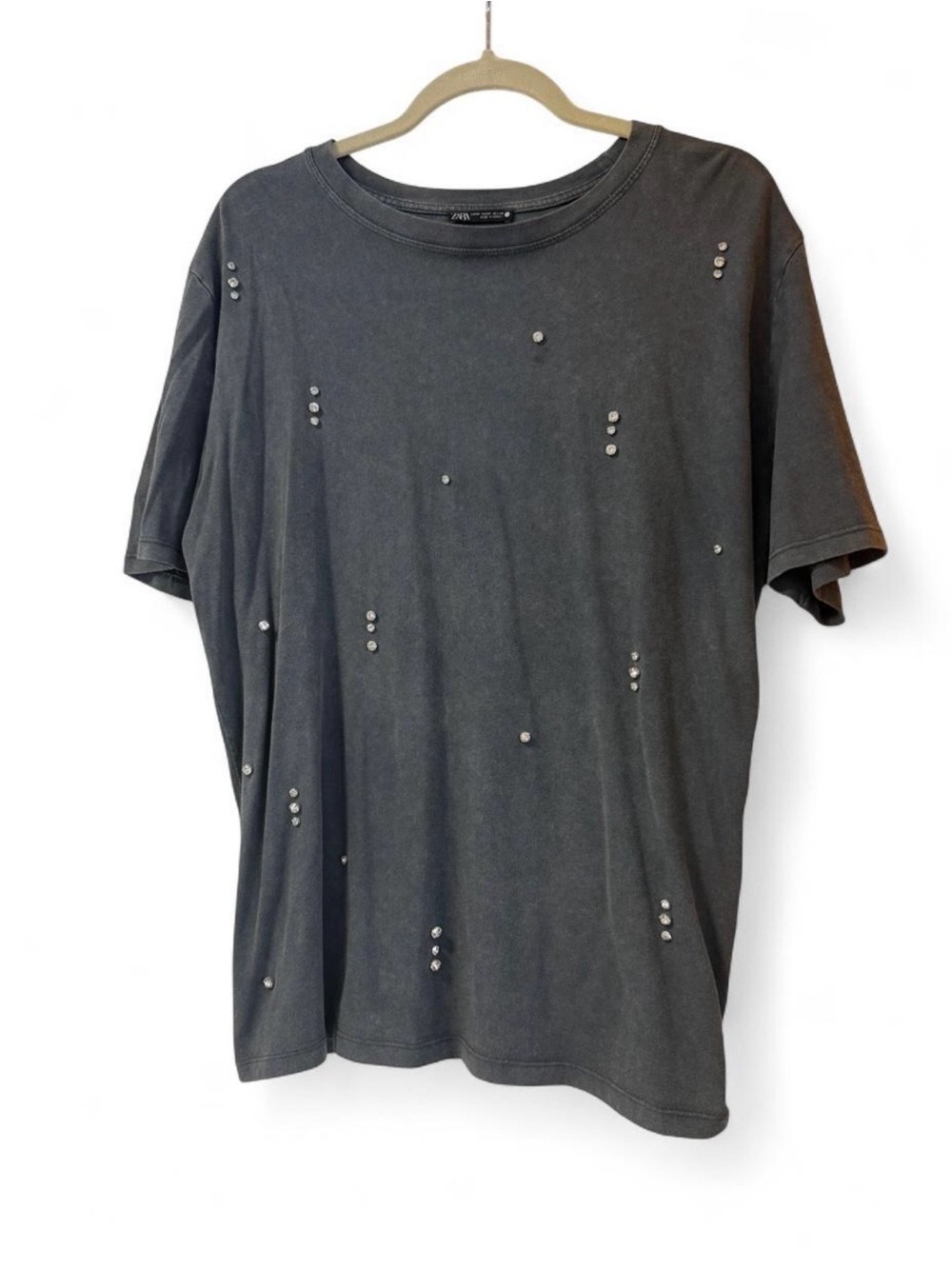 Zara Rhinestone Studded Crewneck Tee